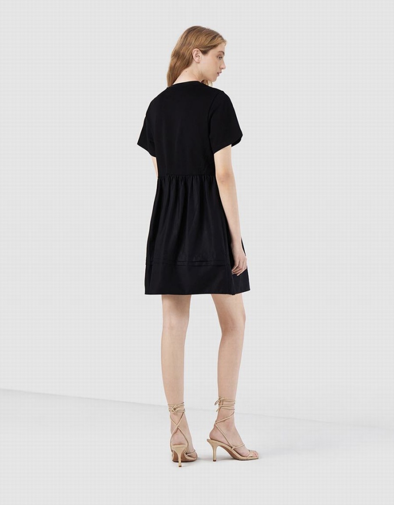 Urban Revivo Plain Spliced Women's Dress Black | FVK1988PZ