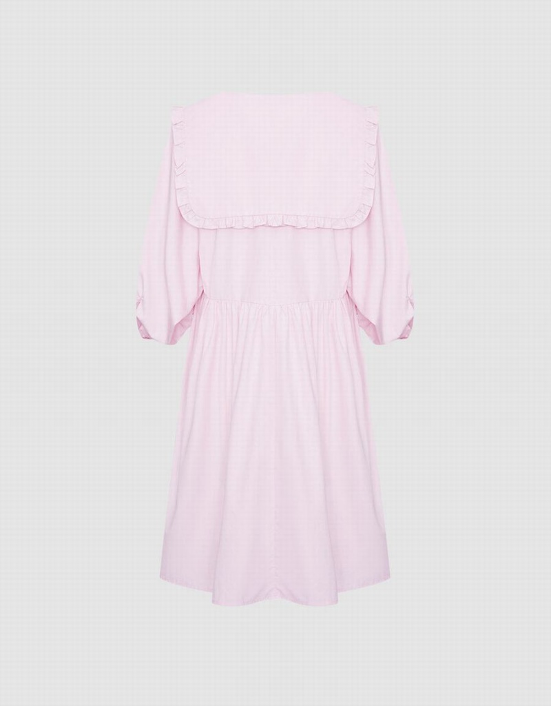 Urban Revivo Plain Statement Collar Skater Women's Dress Pink | HQM3482TN