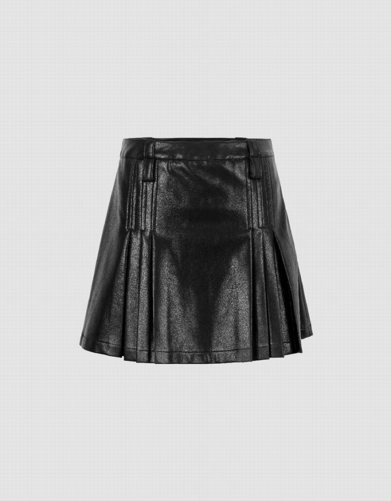 Urban Revivo Pleated Mini A-Line Women\'s Skirts Black | QXW7784EU