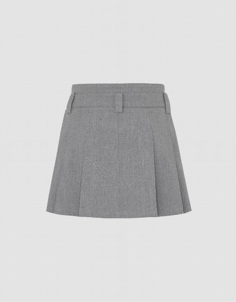 Urban Revivo Pleated Mini A-Line Women's Skirts Grey | WNV8782HQ