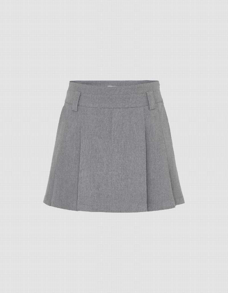 Urban Revivo Pleated Mini A-Line Women\'s Skirts Grey | WNV8782HQ