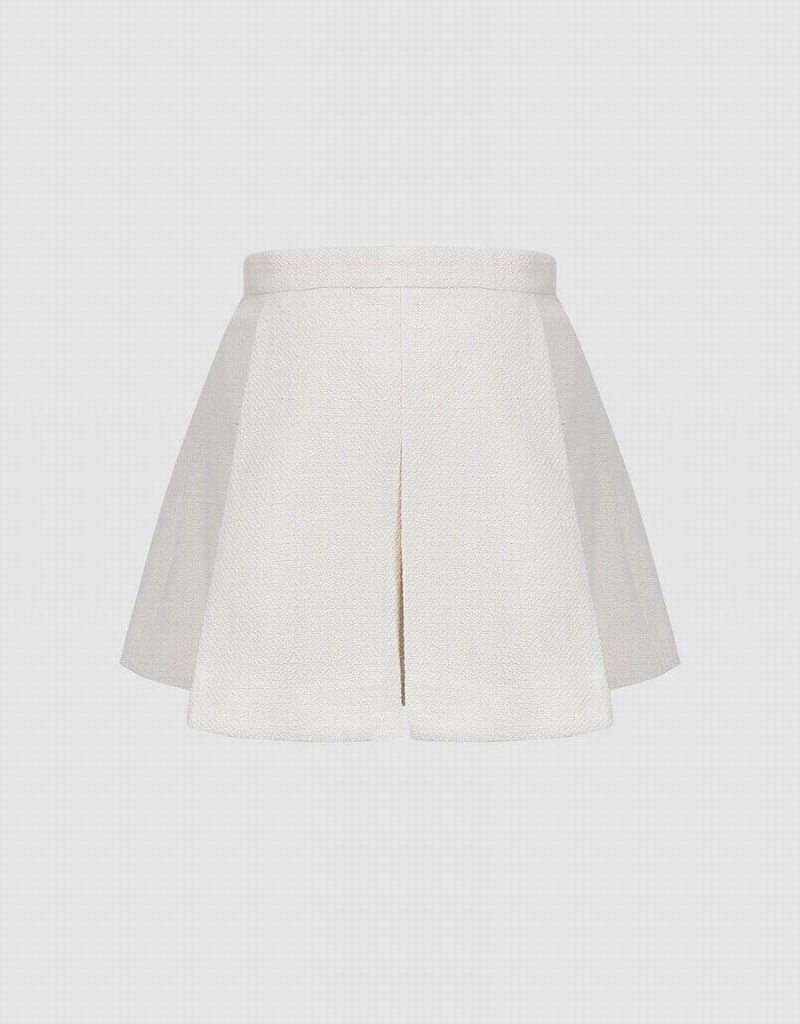 Urban Revivo Pleated Mini Knitted A-Line Women's Skirts White | CPJ6110LK