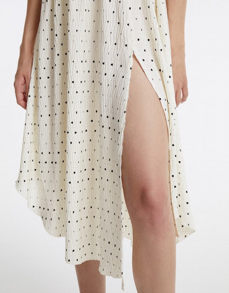 Urban Revivo Polka Dot Halter Women's Dress White | IMJ2722SV