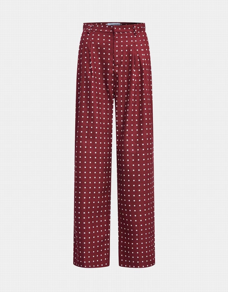 Urban Revivo Polka Dot Wide Leg Women\'s Pants Red | SMT3154UE