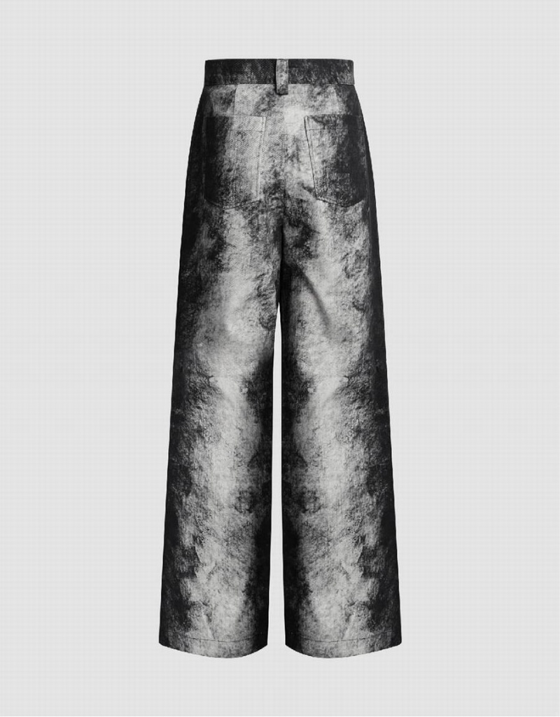 Urban Revivo Printed Loose Wide-Leg Women's Pants Grey | PRK7616MD