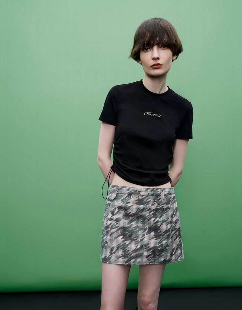 Urban Revivo Printed Mini Straight Women's Skirts Green | XSF5811ZT