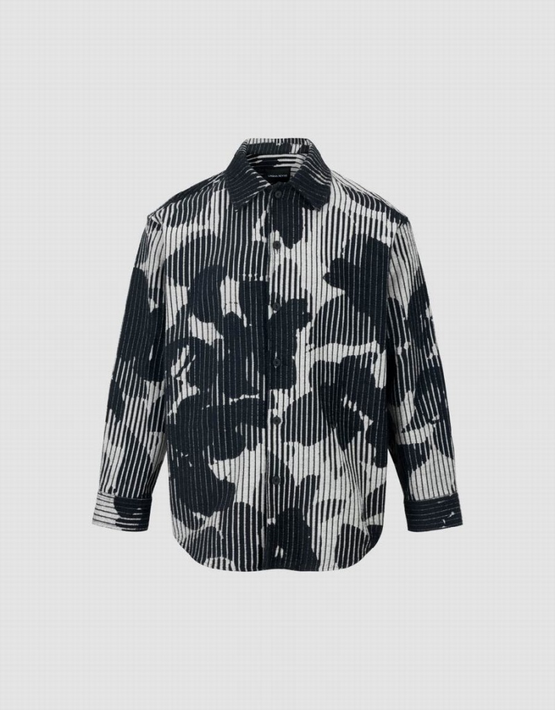 Urban Revivo Printed Straight Men's Jackets Grey | CAM7988BD