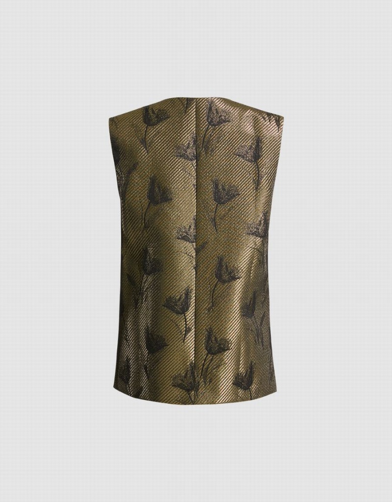 Urban Revivo Printed Women's Vest Gold | WLH581ZT