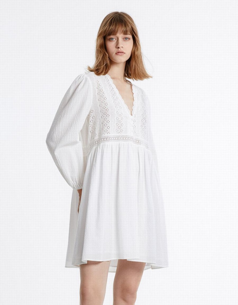 Urban Revivo Puff Sleeve Mini Women's Dress White | XWC3438LP