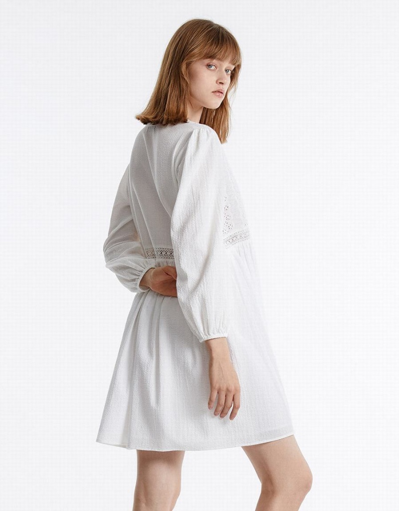 Urban Revivo Puff Sleeve Mini Women's Dress White | XWC3438LP