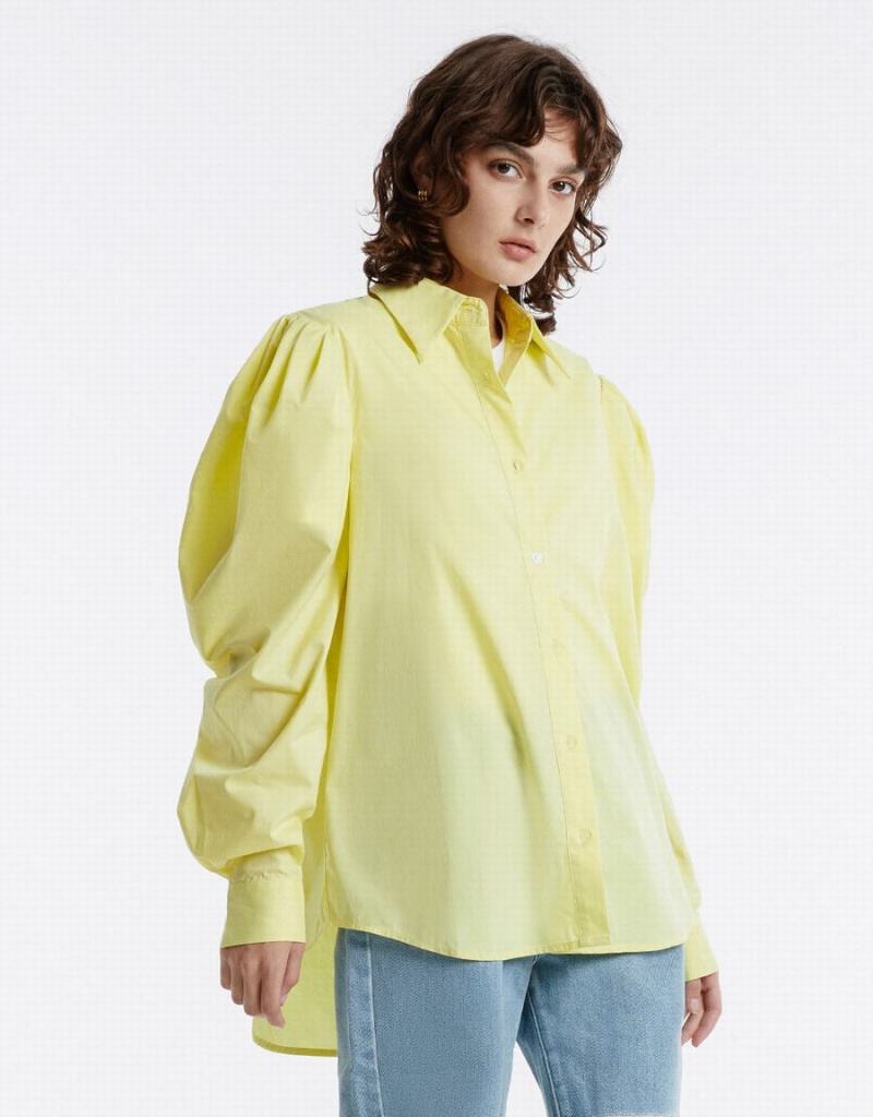 Urban Revivo Puff Sleeve Women's Shirts Green | TIA9128AD