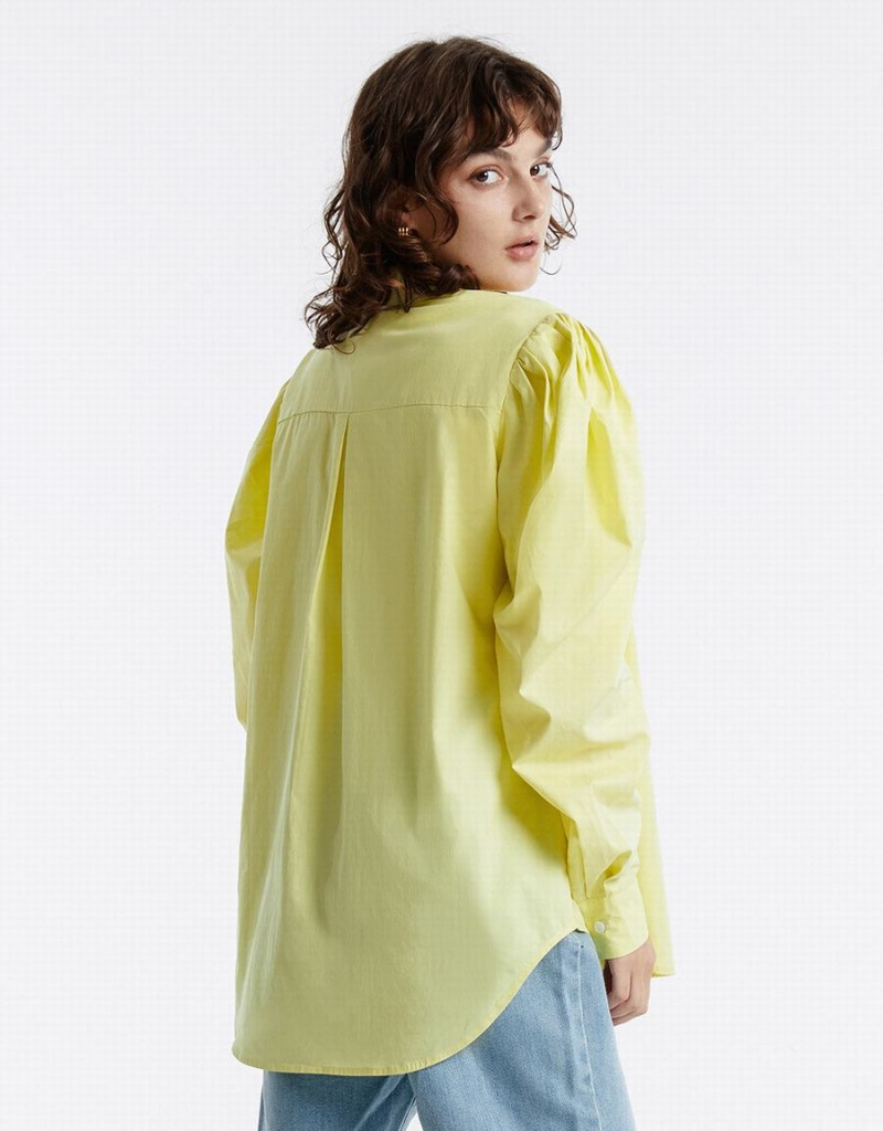 Urban Revivo Puff Sleeve Women's Shirts Green | TIA9128AD