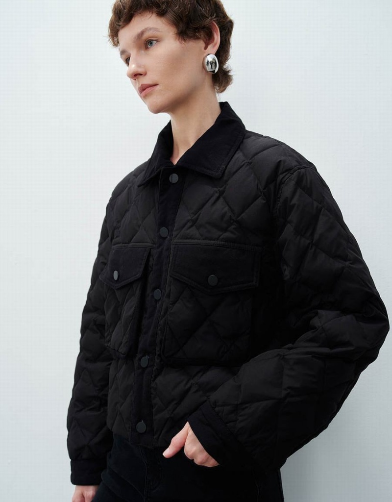 Urban Revivo Quilted Straight Women's Down Jackets Black | DJV11100KR