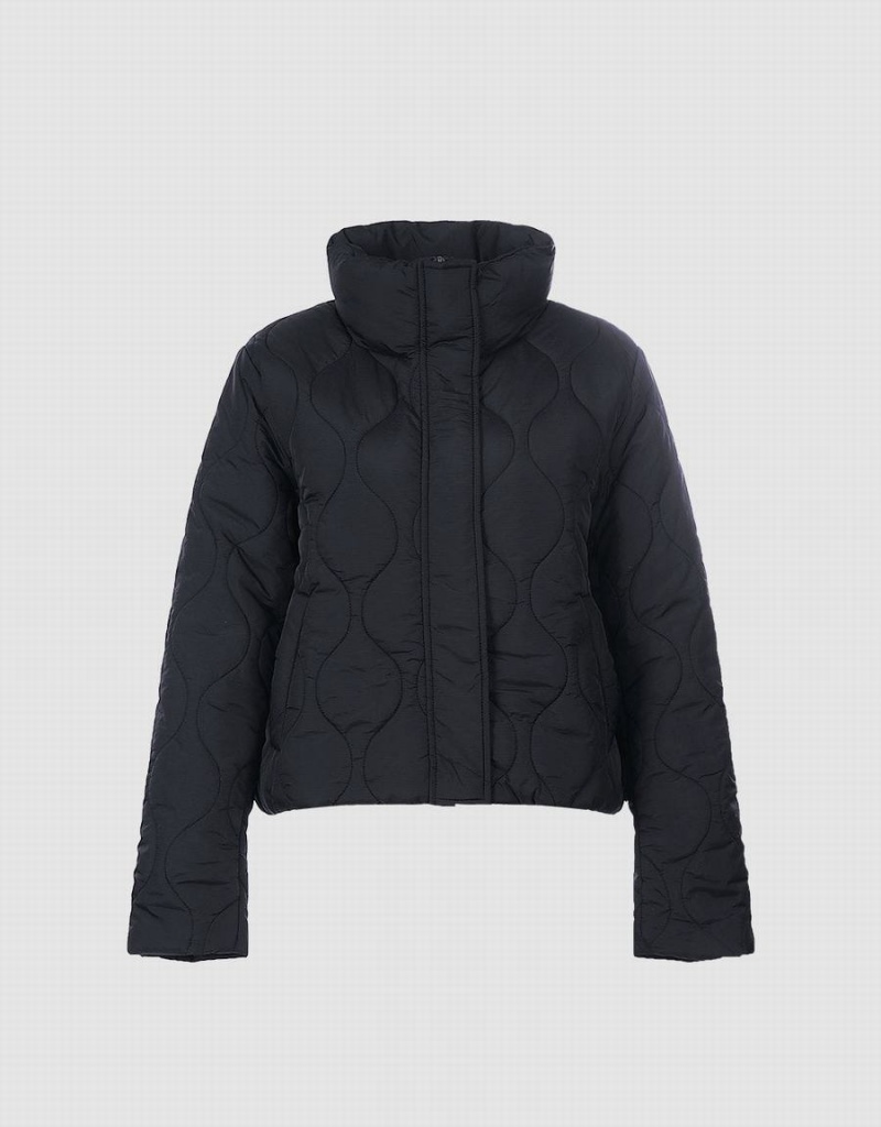 Urban Revivo Quilted Women's Puffer Jacket Black | PUJ1264FU