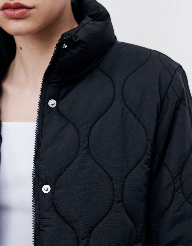 Urban Revivo Quilted Women's Puffer Jacket Black | PUJ1264FU