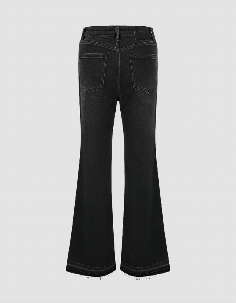 Urban Revivo Raw Hem Flare Women's Jeans Black | LPZ9912RY