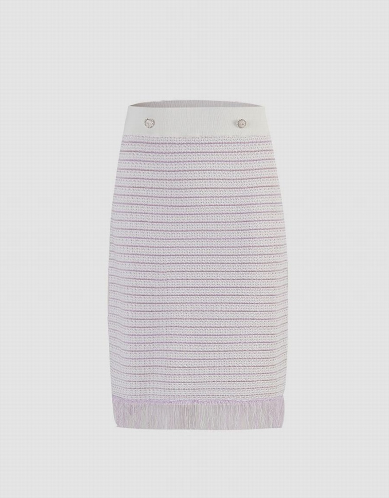 Urban Revivo Raw Hem Knitted Women\'s Skirts Purple | VHI3383NM