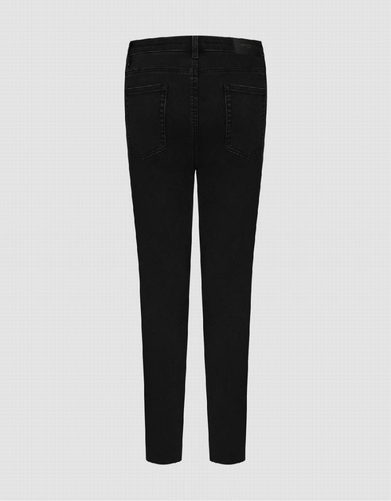 Urban Revivo Raw Hem Skinny Women's Jeans Black | KRQ9998WI