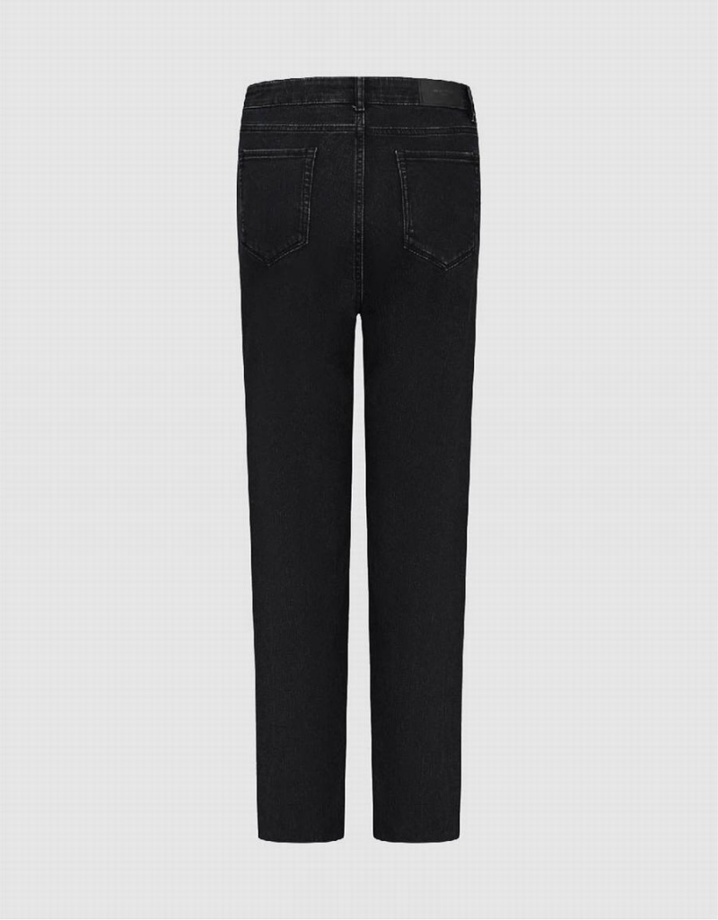 Urban Revivo Raw Hem Straight Women's Jeans Black | IOA8874BU