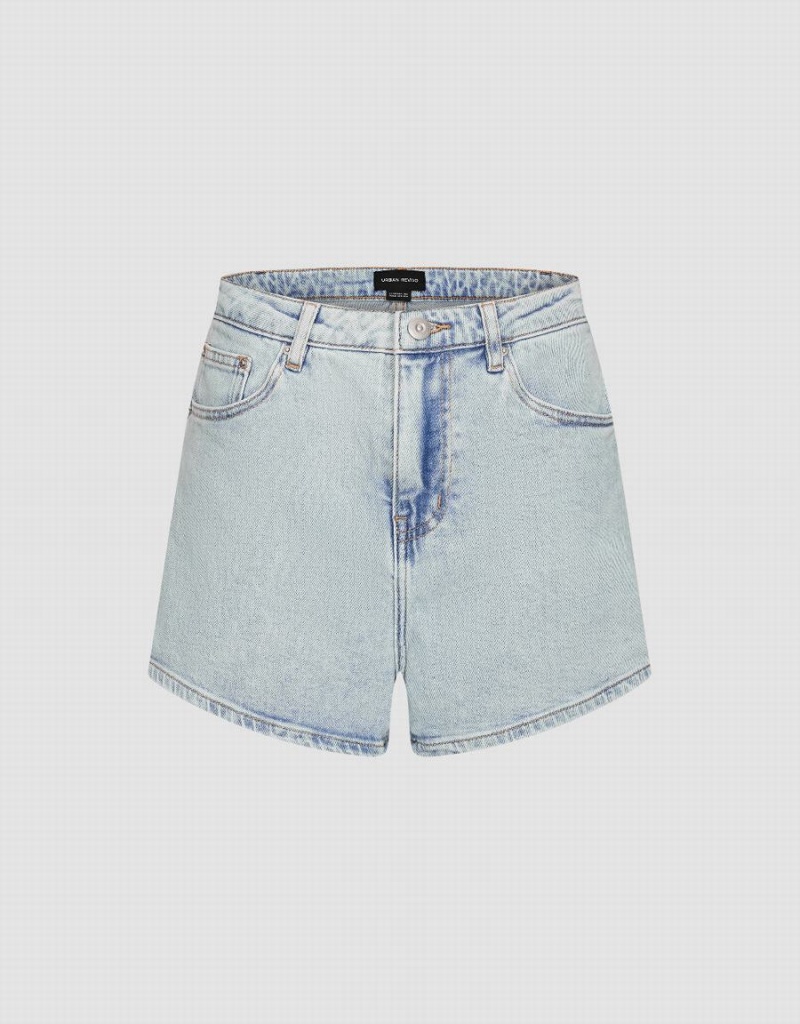 Urban Revivo Regular Denim Women's Shorts Blue | EWH3622JH