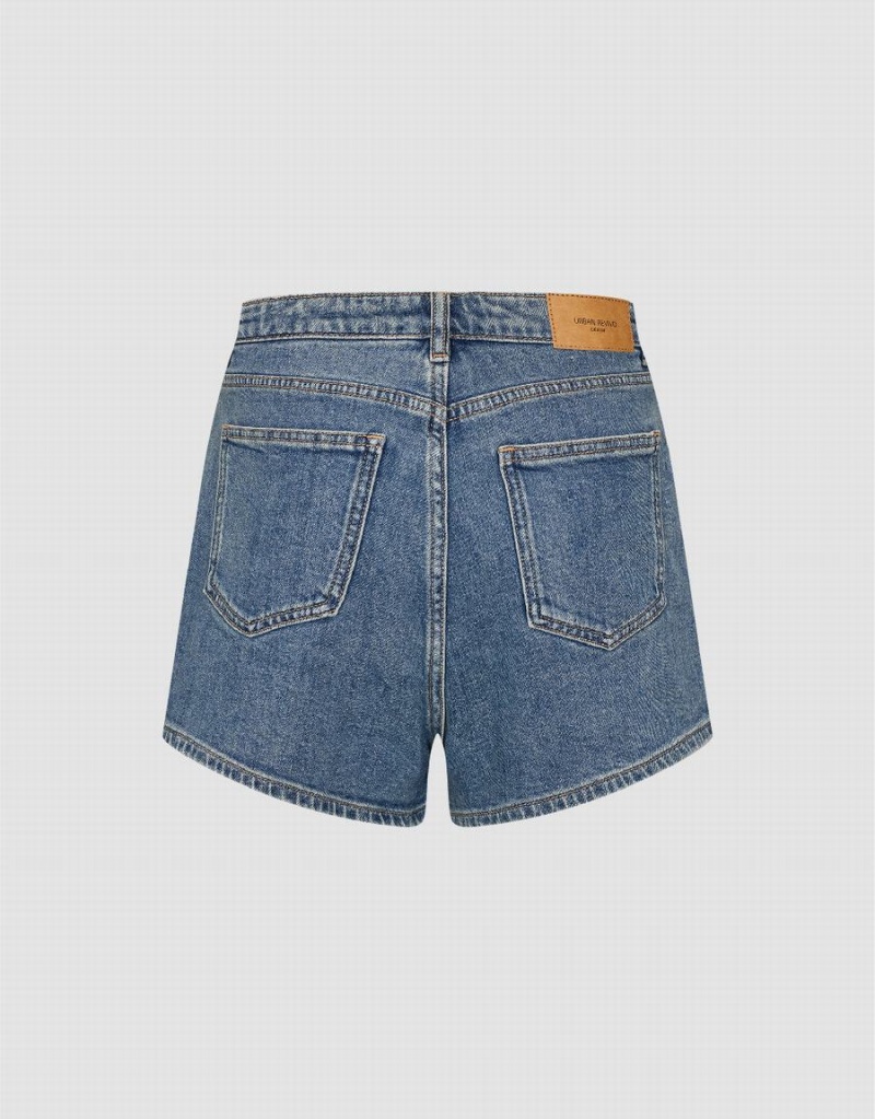 Urban Revivo Regular Denim Women's Shorts Blue | FKX584QB