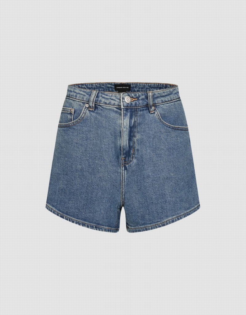 Urban Revivo Regular Denim Women's Shorts Blue | FKX584QB