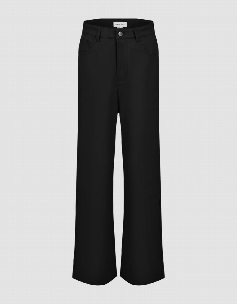 Urban Revivo Regular Flare Women\'s Pants Black | ENN147YC