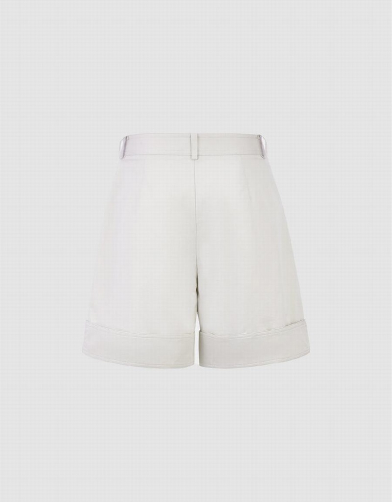 Urban Revivo Roll Up Hem Regular Women's Shorts White | YAB6819QC