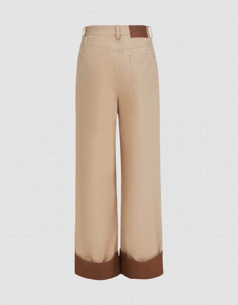 Urban Revivo Rolled Up Hem Straight Women's Pants Khaki | IYI564NY