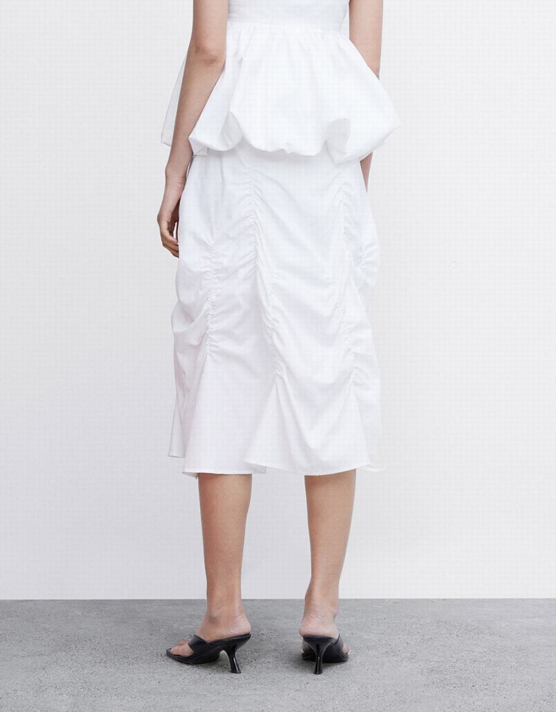 Urban Revivo Ruched Women's Skirts White | UGE955NK