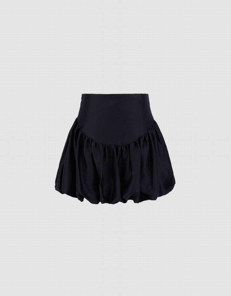 Urban Revivo Ruffle A-Line Women's Skirts Black | PMN9562FP