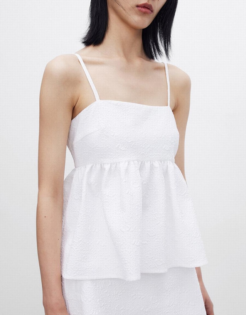 Urban Revivo Ruffle Hem Cami Women's Tank Top White | ZQV8756MC