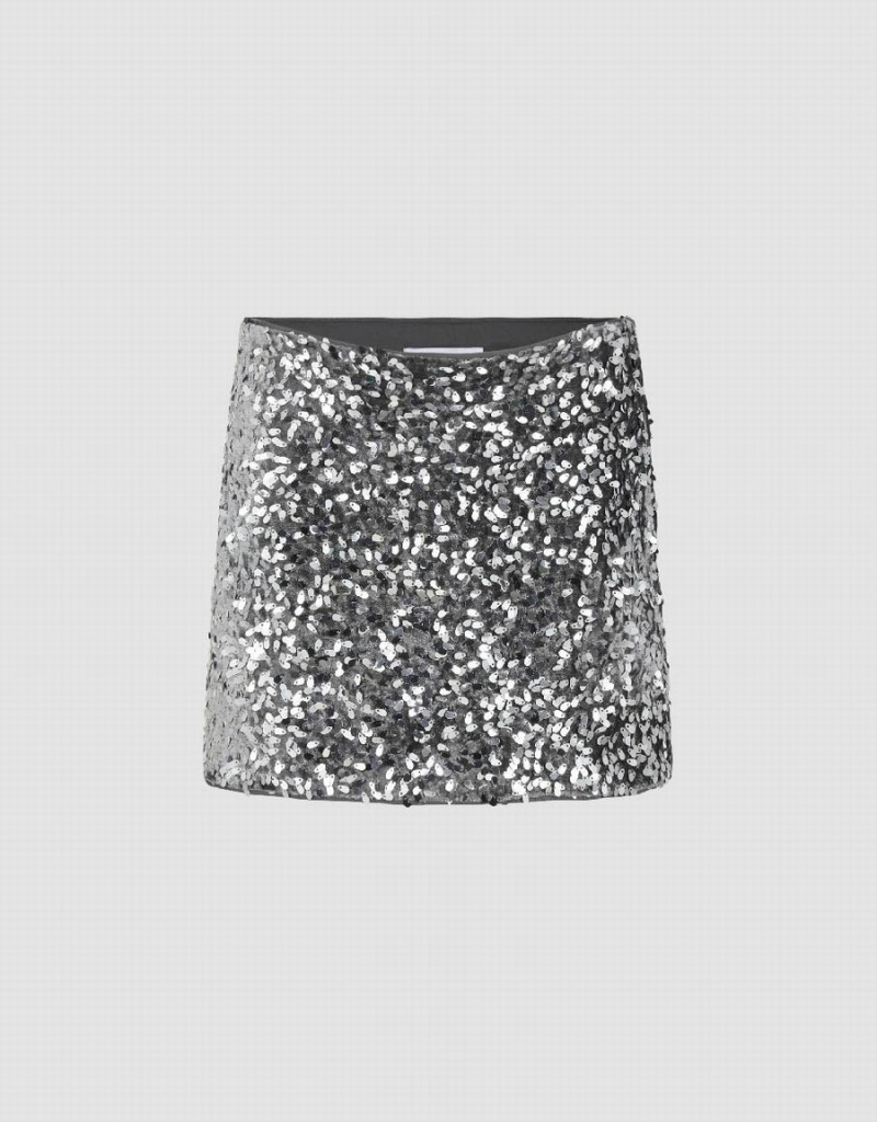 Urban Revivo Sequins Mini Skinny Women\'s Skirts Grey | LSY672OW