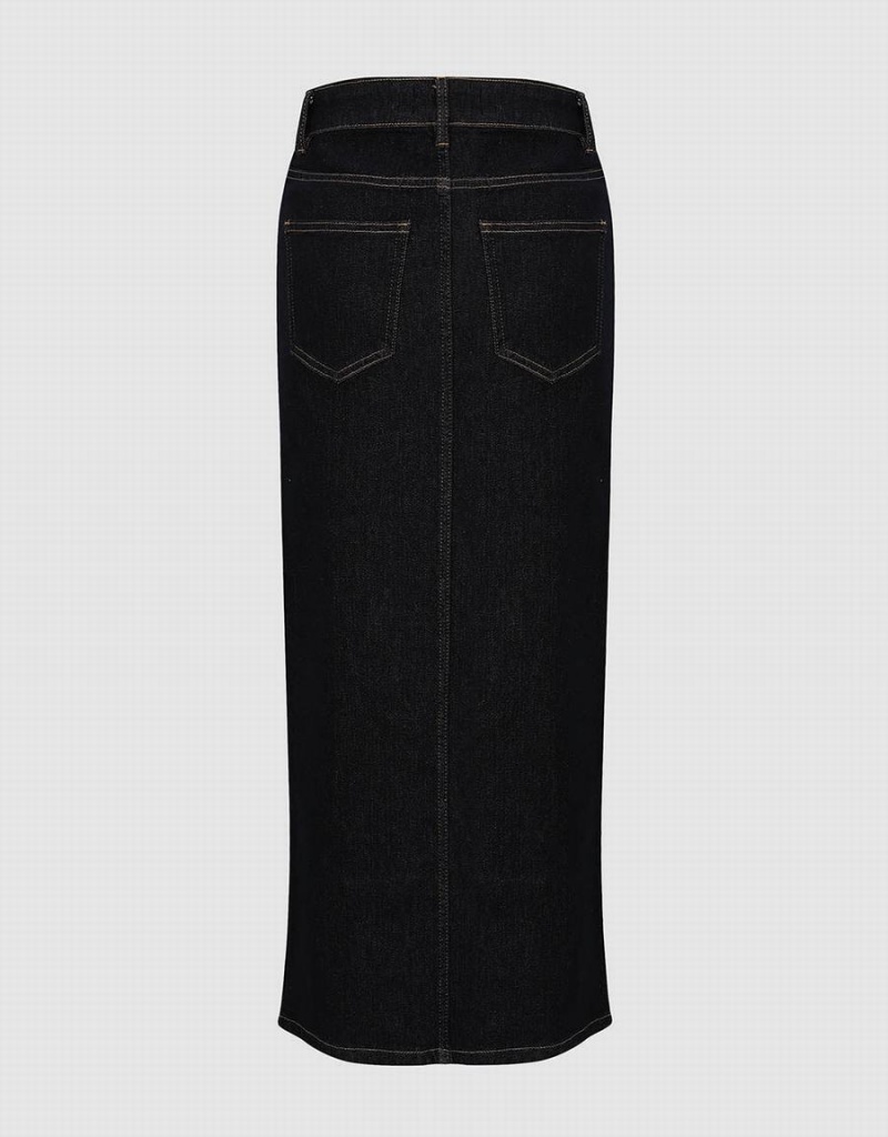 Urban Revivo Skinny Straight Denim Women's Skirts Blue | YMW4151SC