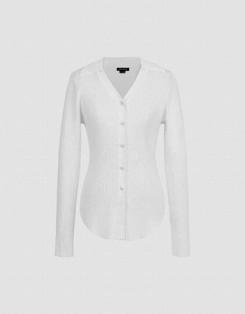 Urban Revivo Skinny V-Neck Knitted Women's Cardigan White | JBU8535CN