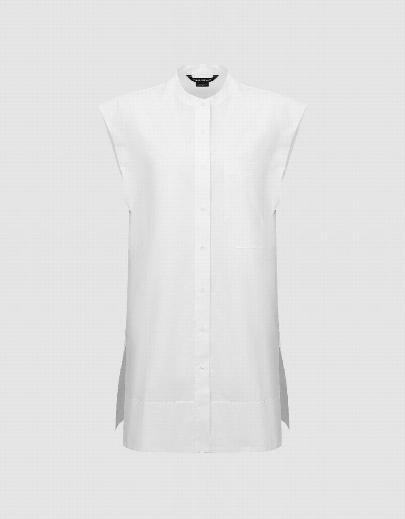 Urban Revivo Sleeveless Button Up Women's Shirts White | LJB1340AU