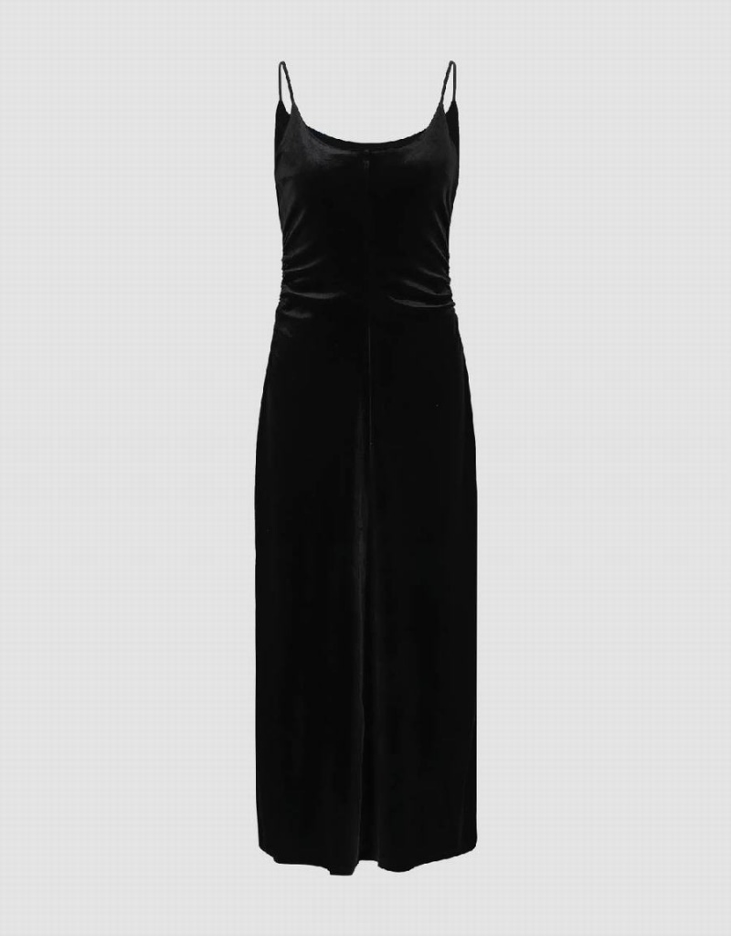 Urban Revivo Sleeveless Skinny Knitted Women's Dress Black | THA2499SC