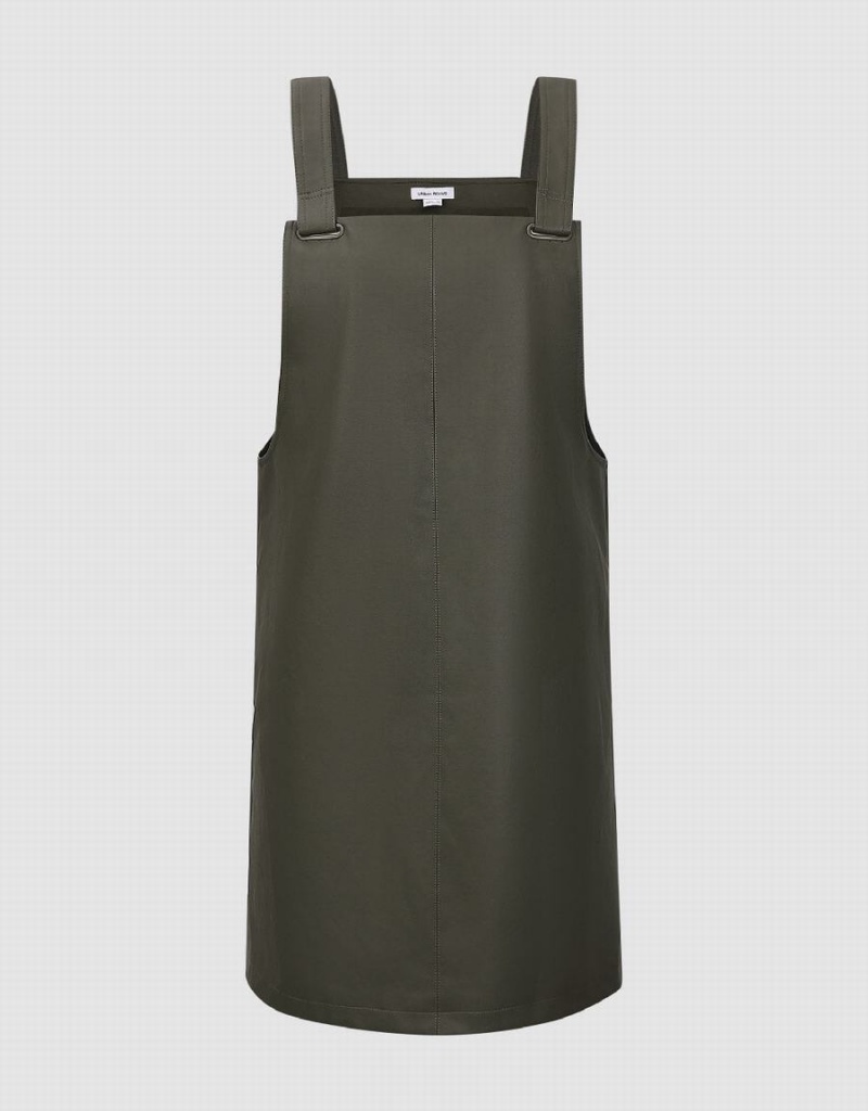 Urban Revivo Sleeveless Square-Cut Collar A-Line Women's Dress Green | ECS9628AZ