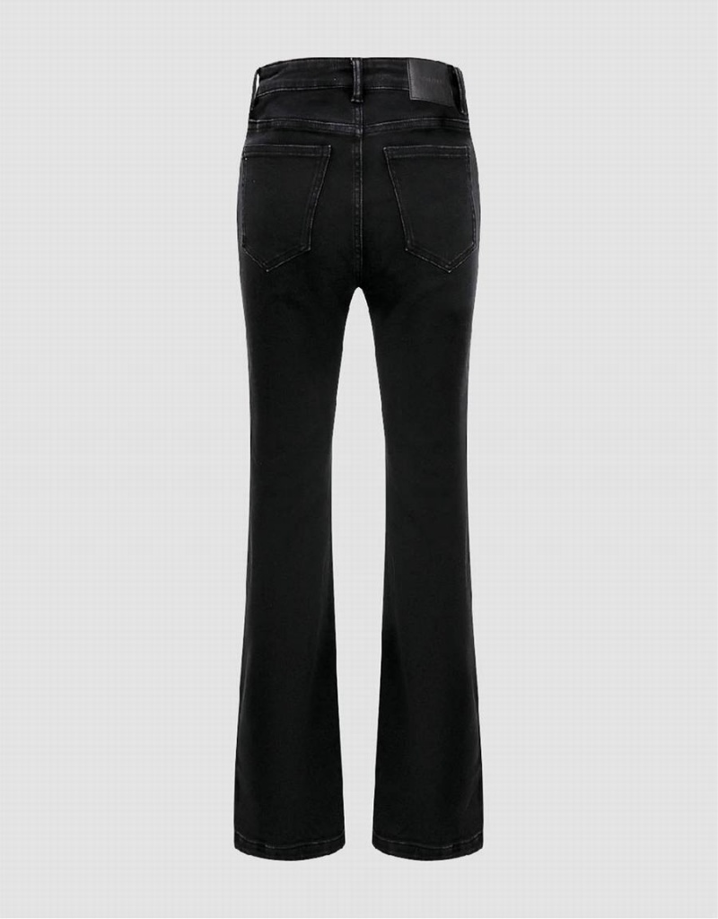 Urban Revivo Split Hem Flare Women's Jeans Black | ADG3520KX