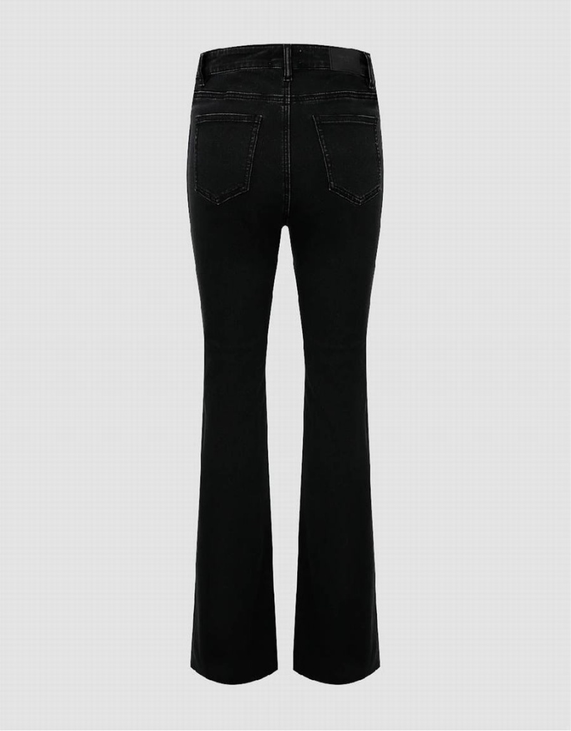 Urban Revivo Split Hem Flare Women's Jeans Black | GFC5361YM