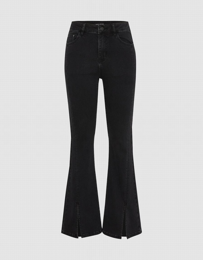 Urban Revivo Split Hem Flare Women\'s Jeans Black | FDU9289BG