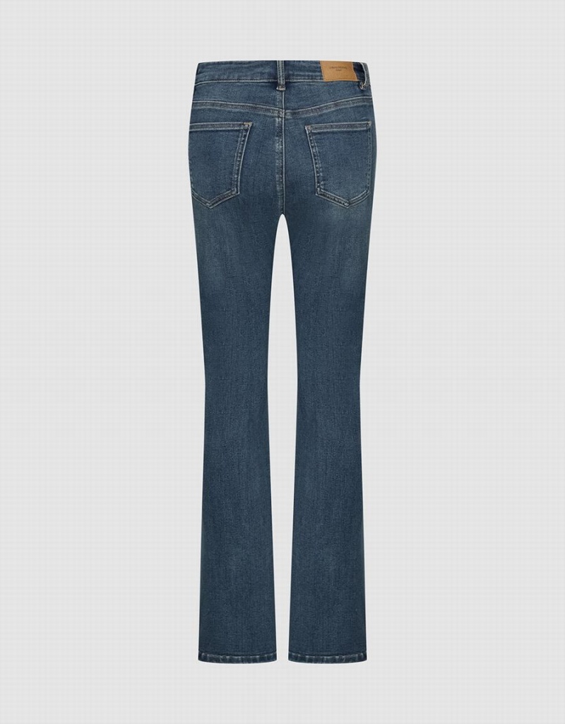 Urban Revivo Split Hem Flare Women's Jeans Blue | EOT6836DN