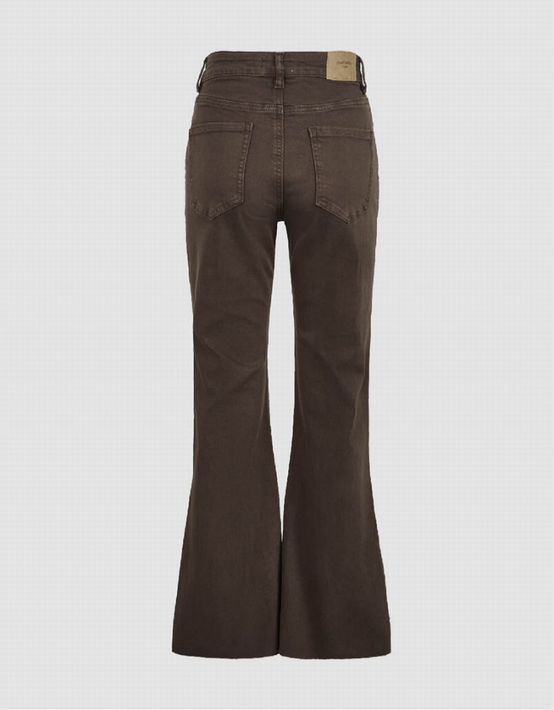 Urban Revivo Split Hem Flare Women's Jeans Dark Brown | JIM2795BH