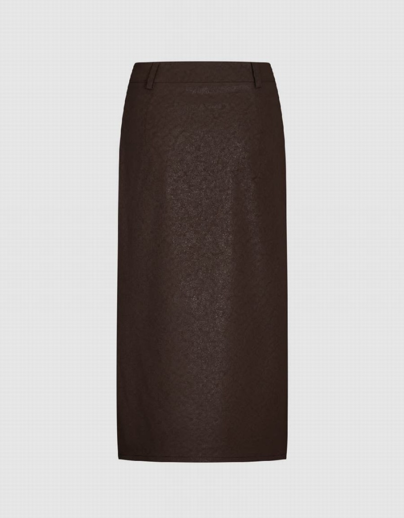 Urban Revivo Split Hem Straight Women\'s Skirts Brown | VTJ3054MK