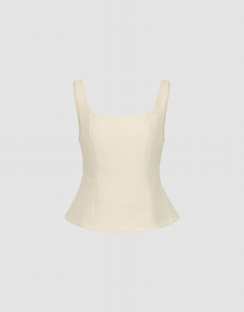 Urban Revivo Square-cut Collar Cami Women's Tank Top White | XCE8360KI