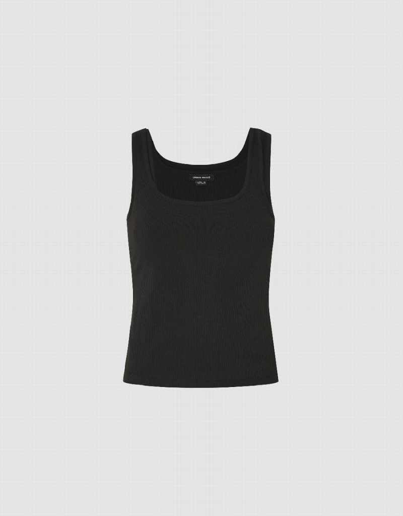 Urban Revivo Square-cut Collar Women's Tank Top Black | OQU7282UR