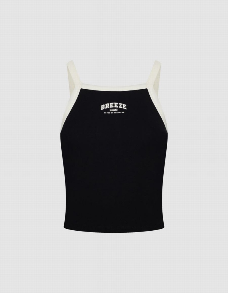 Urban Revivo Square-cut Collar Women's Tank Top Black | GKR40100XU