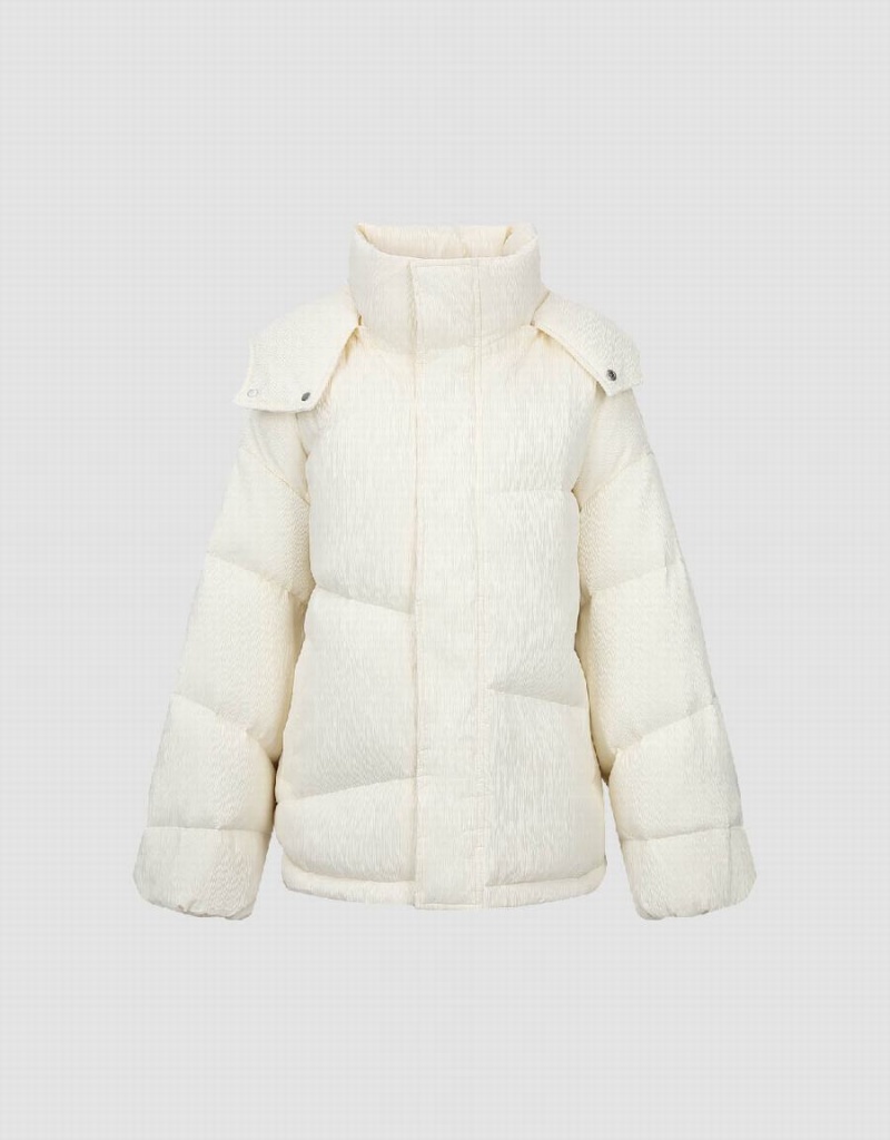 Urban Revivo Stand Collar Women's Puffer Jacket White | UST2176NP