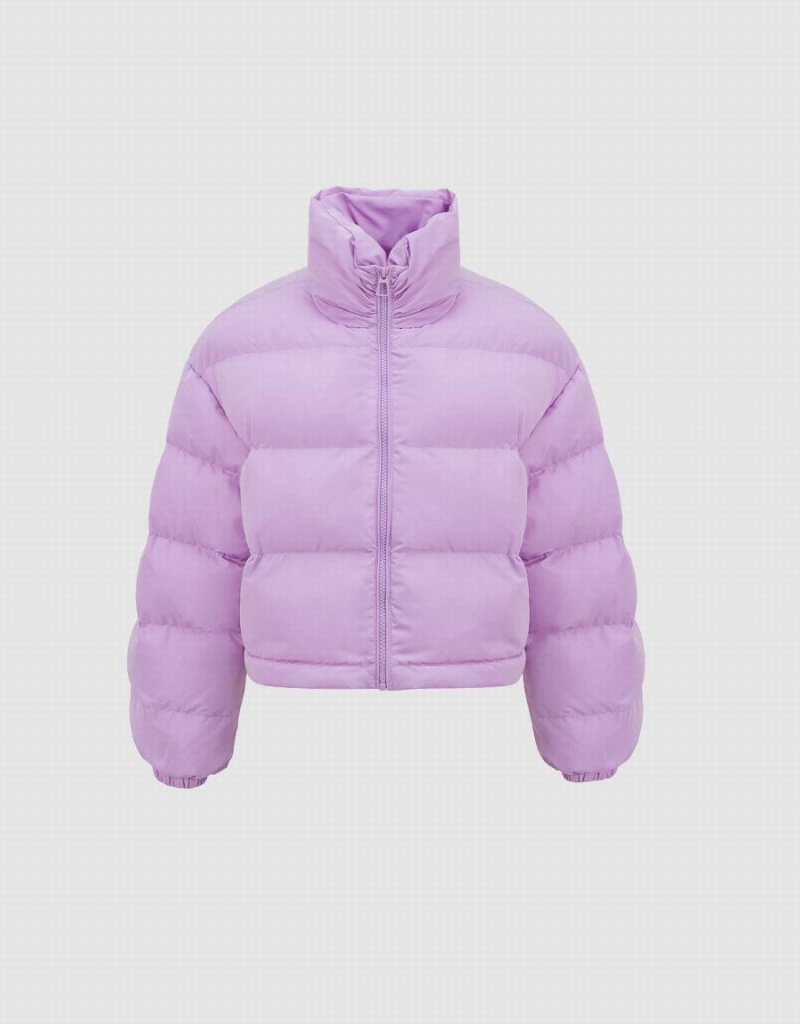 Urban Revivo Stand Collar Women's Puffer Jacket Purple | RHS5293UK