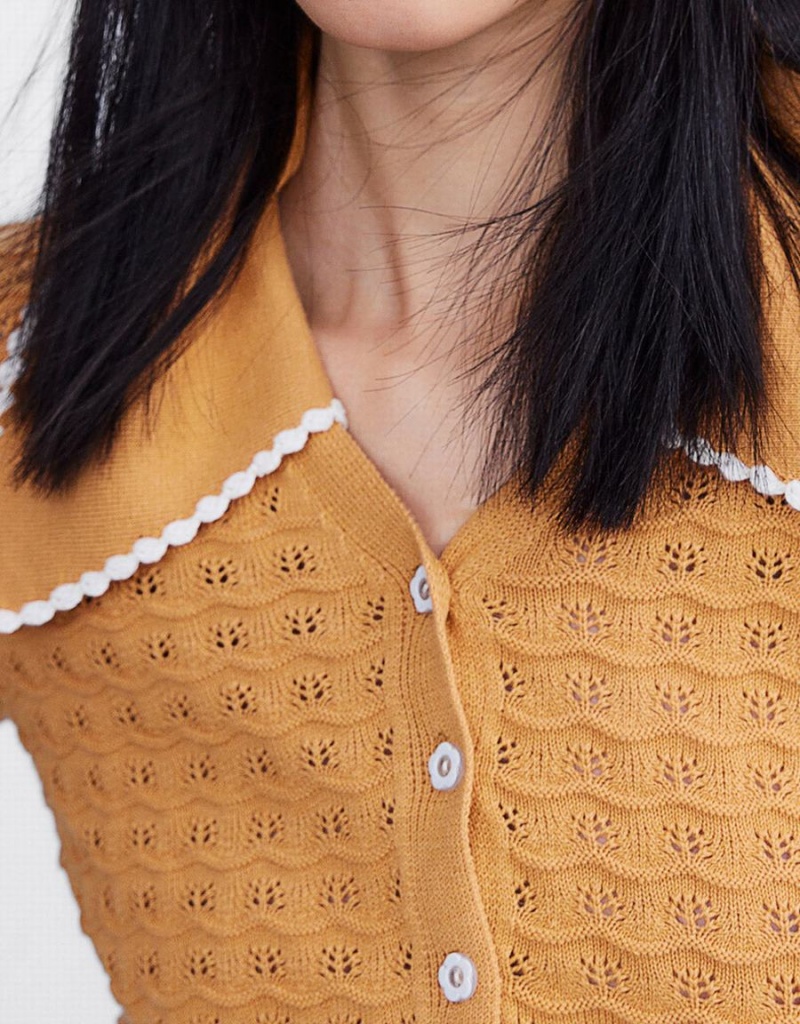 Urban Revivo Statement Collar Button Up Knitted Top Women's Cardigan Orange | FUW8479QP